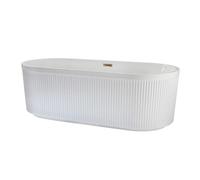 Milano Florence White 1700mm x 800mm Rimmed Freestanding Double Ended Fluted Bath Brass Overflow
