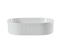 Milano Florence White Ceramic Oval Fluted Countertop Bathroom Basin Sink - 490mm x 310mm