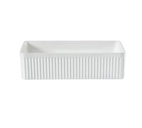 Milano Florence White Ceramic Rectangular Fluted Countertop Bathroom Basin Sink - 500 x 340mm