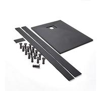 MILANO Graphite Slate Effect Rectangular Shower Tray Riser Kit 1700 x 800mm | SMC Construction. Low Profile Design. Contemporary Style. Textured Surface. Reversible Installation. Waste Included.