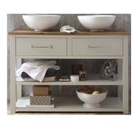 Milano Henley Antique White 1215mm Bathroom Vanity Unit Round Basins Chrome Bar Handles