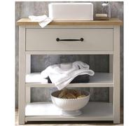 Milano Henley Antique White 840mm Bathroom Vanity Unit Square Basin Black Bar Handle
