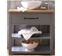 Milano Henley Light Grey 840mm Bathroom Vanity Unit Round Basin Black Bar Handle