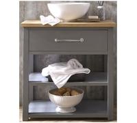 Milano Henley Light Grey 840mm Traditional Bathroom Vanity Unit Round Basin Chrome Bar Handle
