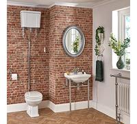 MILANO High Level Cistern Toilet 1 Tap Hole Bathroom Basin Sink Washstand | Ceramic & Stainless Steel Construction. High Level Cistern Toilet. 1 Tap Hole Basin. Traditional Style. Floorstanding Design.