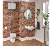 MILANO High Level Cistern Toilet 2 Tap Hole Bathroom Basin Sink Washstand | Ceramic & Stainless Steel Construction. High Level Cistern Toilet. 2 Tap Hole Basin. Traditional Style. Floorstanding Design.