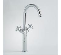 MILANO High Rise Bathroom Basin Mixer Tap Crosshead Handles Chrome White | Brass Construction. Deck Mounted Installation. Traditional Style. Crosshead Handle Design. Suits All Plumbing Systems.