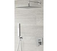 Milano Hunston Manual Mixer Valve 300mm Square Shower Head Hand Shower Handset - Brushed Nickel