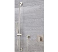 Milano Hunston Manual Mixer Valve Hand Shower Handset Riser Rail - Brushed Nickel