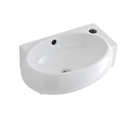 Milano Irwell Modern White Ceramic Oval Wall Hung Corner Bathroom Basin Sink - 400 x 280mm