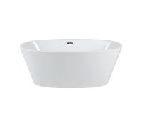 Milano Irwell White 1595mm x 740mm Double Ended Freestanding Oval Bath White Waste Bronze Overflow