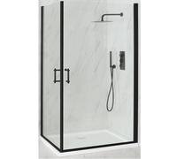 Milano Langley Black Corner Double Hinged Door Shower Enclosure White Tray - 1000mm x 700mm