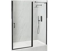 Milano Langley Black Hinged Door Frameless Shower Enclosure Drying Tray - 1700mm x 800mm