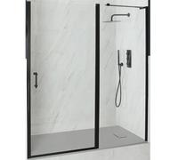 Milano Langley Black Hinged Door Frameless Shower Enclosure Light Grey Tray - 1200mm x 800mm