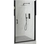 Milano Langley Black Hinged Door Frameless Shower Enclosure Light Grey Tray - 800mm x 1600mm