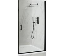 Milano Langley Black Hinged Door Frameless Shower Enclosure White Tray - 1000mm x 700mm