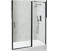 Milano Langley Black Hinged Door Frameless Shower Enclosure White Tray - 1500mm x 800mm