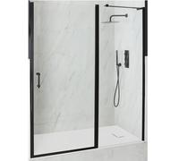 Milano Langley Black Hinged Door Frameless Shower Enclosure White Tray - 1700mm x 900mm