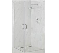 Milano Langley Chrome Corner Double Hinged Door Shower Enclosure - 700mm x 700mm