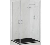Milano Langley Chrome Corner Double Hinged Door Shower Enclosure Graphite Tray - 1000mm x 800mm