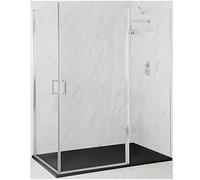 Milano Langley Chrome Corner Double Hinged Door Shower Enclosure Graphite Tray - 1400mm x 900mm