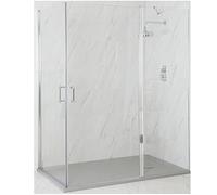 Milano Langley Chrome Corner Double Hinged Door Shower Enclosure Light Grey Tray - 1700mm x 800mm