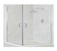 Milano Langley Chrome Corner Double Hinged Door Shower Enclosure White Tray - 1000mm x 900mm