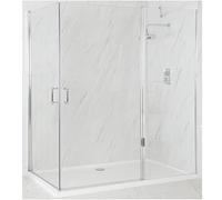 Milano Langley Chrome Corner Double Hinged Door Shower Enclosure White Tray - 1400mm x 760mm