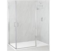 Milano Langley Chrome Corner Double Hinged Door Shower Enclosure White Tray - 1700mm x 900mm