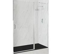 Milano Langley Chrome Hinged Door Frameless Shower Enclosure Graphite Tray - 1700mm x 900mm