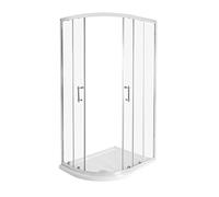 Milano Langley Chrome Left Hand Quadrant Shower Enclosure White Tray - 1000mm x 800mm