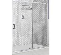 Milano Langley Chrome Recessed Sliding Door Shower Enclosure Graphite Tray - 1000mm x 800mm