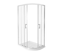 Milano Langley Chrome Right Hand Quadrant Shower Enclosure White Tray - 900mm x 760mm