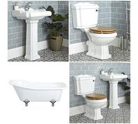 Milano Legend Single Ended Slipper Bath Close Coupled Toilet Full Pedestal Bathroom Basin Sink