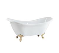 Milano Legend White 1750mm x 730mm Double Ended Freestanding Slipper Bath Brass Ball Claw Feet