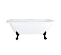 Milano Legend White 1780mm x 825mm Freestanding Double Ended Roll Top Bath Black Claw Feet