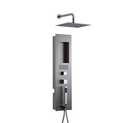 Milano Lisse Shower Tower Panel 300mm Square Wall Mounted Rainfall Head Handset Body Jet - Chrome