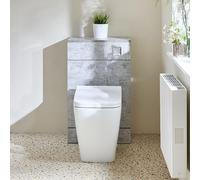 Milano Lurus 500mm Concrete Grey Bathroom Toilet WC Unit Square Pan Chrome Flush Button
