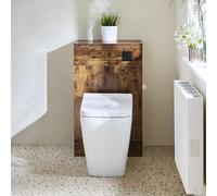 Milano Lurus 500mm Dark Oak Bathroom Toilet WC Unit Square Pan Black Flush Button