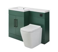 Milano Lurus Dark Green Left Hand Bathroom Combination Vanity WC Unit Black Bar Handle - 1105mm