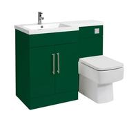 Milano Lurus Dark Green Left Hand Bathroom Combination Vanity WC Unit Chrome Bar Handle - 1105mm