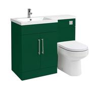 Milano Lurus Dark Green Left Hand Bathroom Combination Vanity WC Unit Chrome Bar Handle - 1105mm