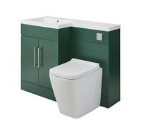Milano Lurus Dark Green Left Hand Bathroom Combination Vanity WC Unit Chrome Bar Handle - 1105mm