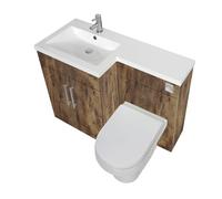 Milano Lurus Dark Oak Left Hand Bathroom Combination Vanity WC Unit Chrome Bar Handle - 1105mm