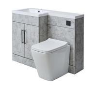 Milano Lurus Grey Left Hand Bathroom Combination Vanity WC Unit Black Bar Handle - 1105mm