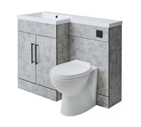 Milano Lurus Grey Left Hand Bathroom Combination Vanity WC Unit Black Bar Handle - 1105mm