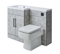 Milano Lurus Grey Left Hand Bathroom Combination Vanity WC Unit Black Bar Handle - 1105mm