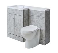 Milano Lurus Grey Left Hand Bathroom Combination Vanity WC Unit Chrome Bar Handle - 1105mm