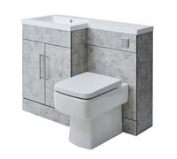 Milano Lurus Grey Left Hand Bathroom Combination Vanity WC Unit Chrome Bar Handle - 1105mm