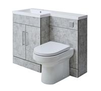 Milano Lurus Grey Left Hand Bathroom Combination Vanity WC Unit Chrome Bar Handle - 1105mm